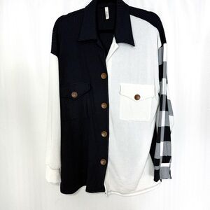 Celeste Mixed Media Button Up Top Size XL